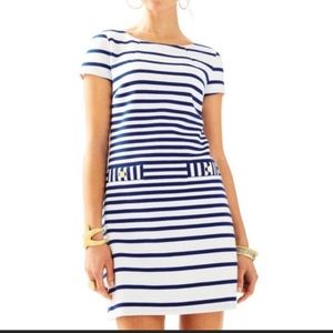 sold Lilly Pulitzer Layton Shift Dress Stripe Blue White Nautical Vacation